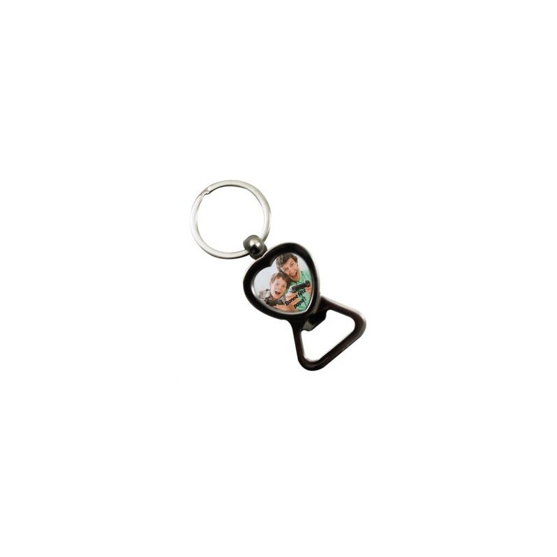 Porte-Clés Décapsuleur Cœur En Métal - Longueur 8.3 Cm - Anneau Ø 3.2 Cm