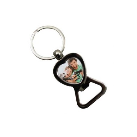 Porte-Clés Décapsuleur Cœur En Métal - Longueur 8.3 Cm - Anneau Ø 3.2 Cm